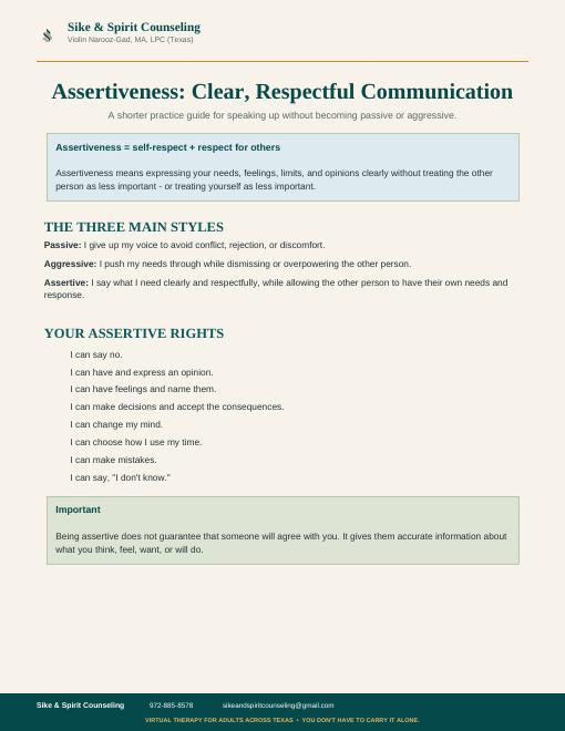 Assertiveness Training worksheet preview