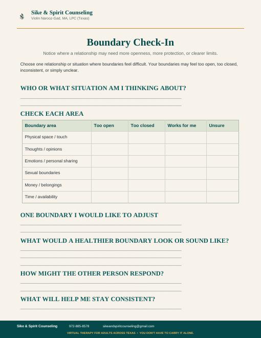 Boundary Exploration worksheet preview